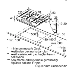 Siemens EC7A5RB90 75 cm Wok Gözlü Inox Ankastre Ocak